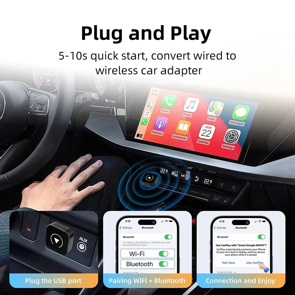 2-in-1 Wireless CarPlay Dongle