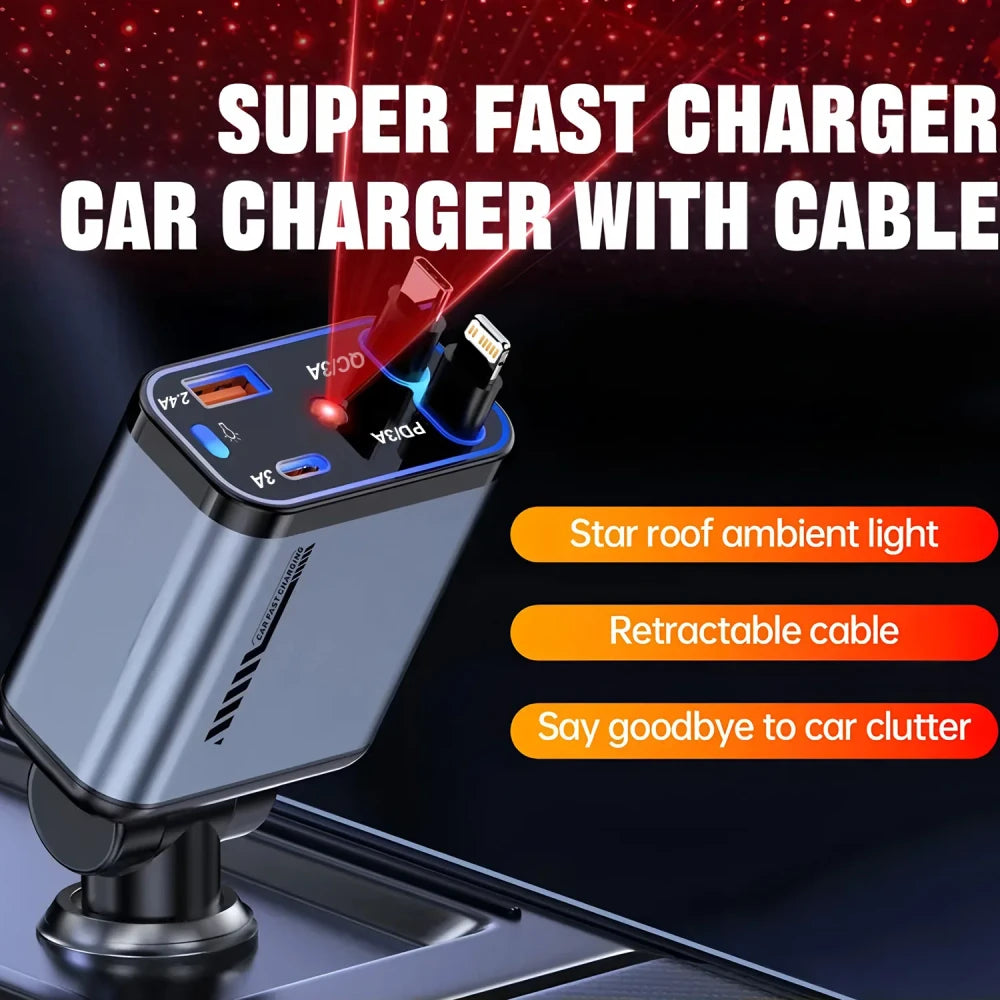 4-in-1 Retractable Car Charger