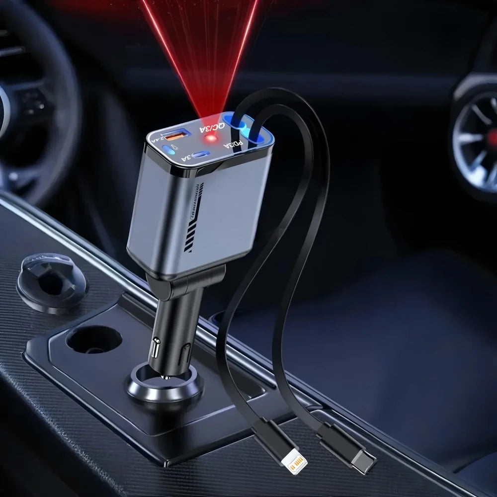 4-in-1 Retractable Car Charger