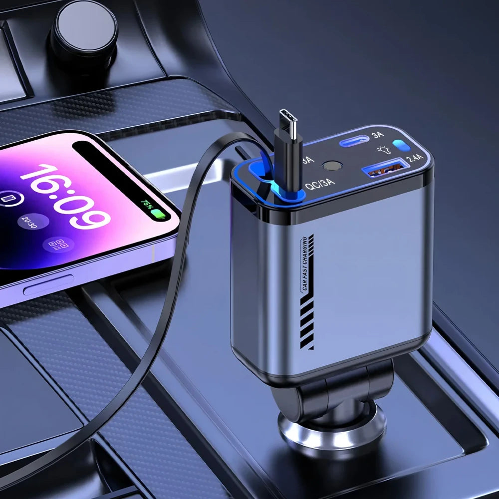 4-in-1 Retractable Car Charger