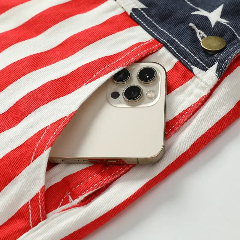 American Flag Denim Overalls