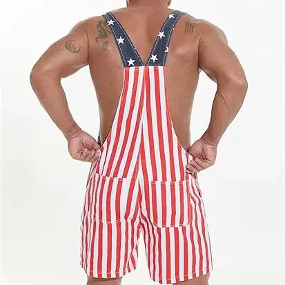 American Flag Denim Overalls