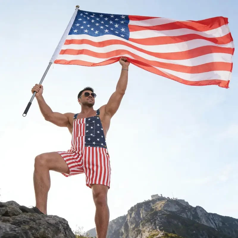 American Flag Denim Overalls