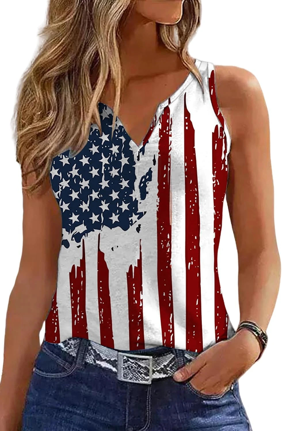 American Flag V-Neck Tank